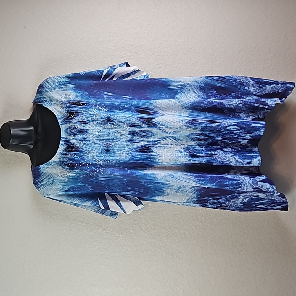 Blue Abstract Print Women’s Top